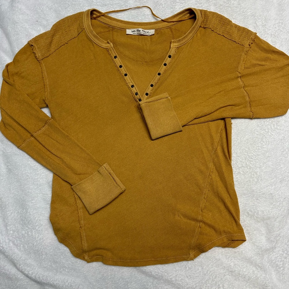 yellow long sleeve free people top size Small